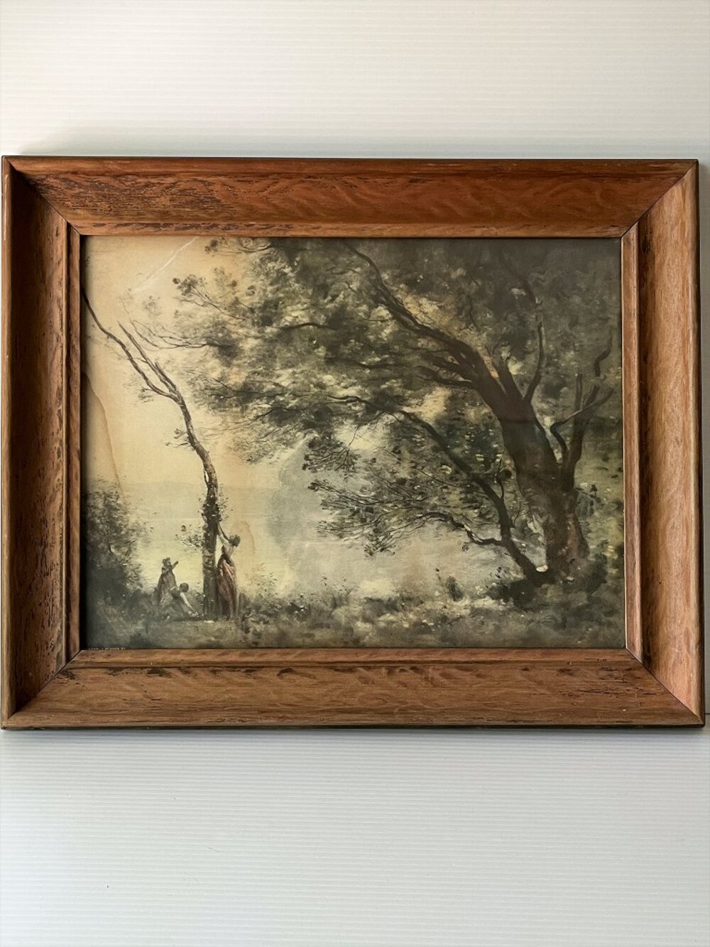 Antique Reinthal & Newman NY Wood Framed Print Corot Souvenir De Mortefontaine